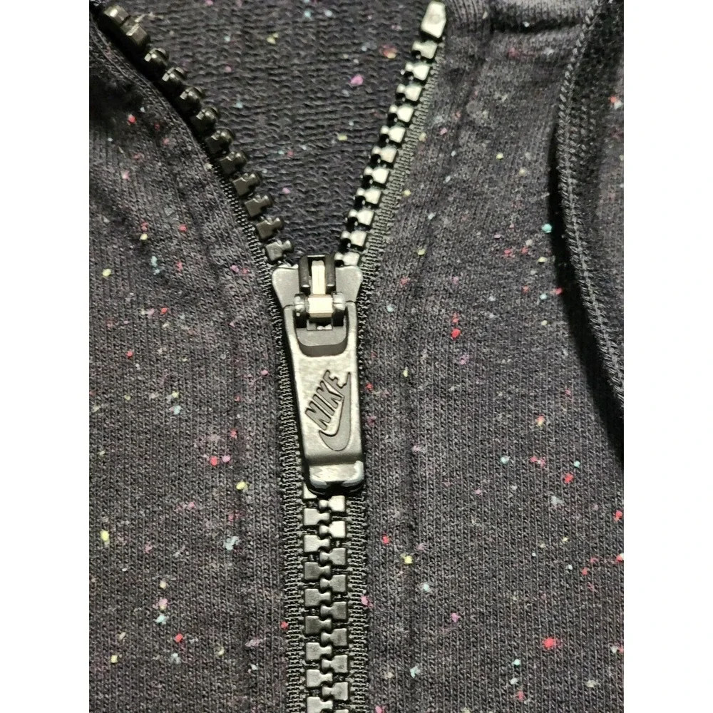 Rare Y2K Nike Speckled Hoodie Full‎ Zip Jacket Womens Medium Black - Picture 5 of 16
